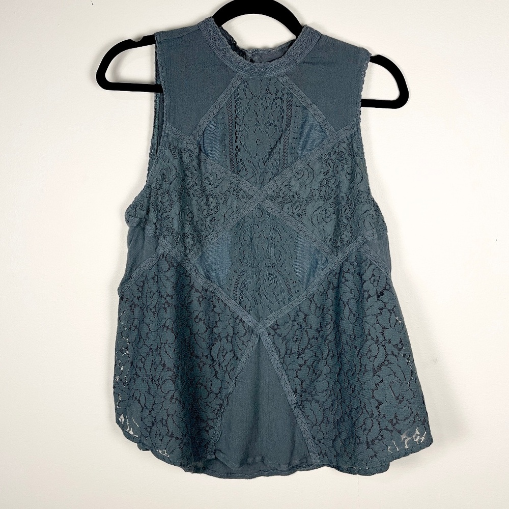 Dark olive green lace A line American Eagle top